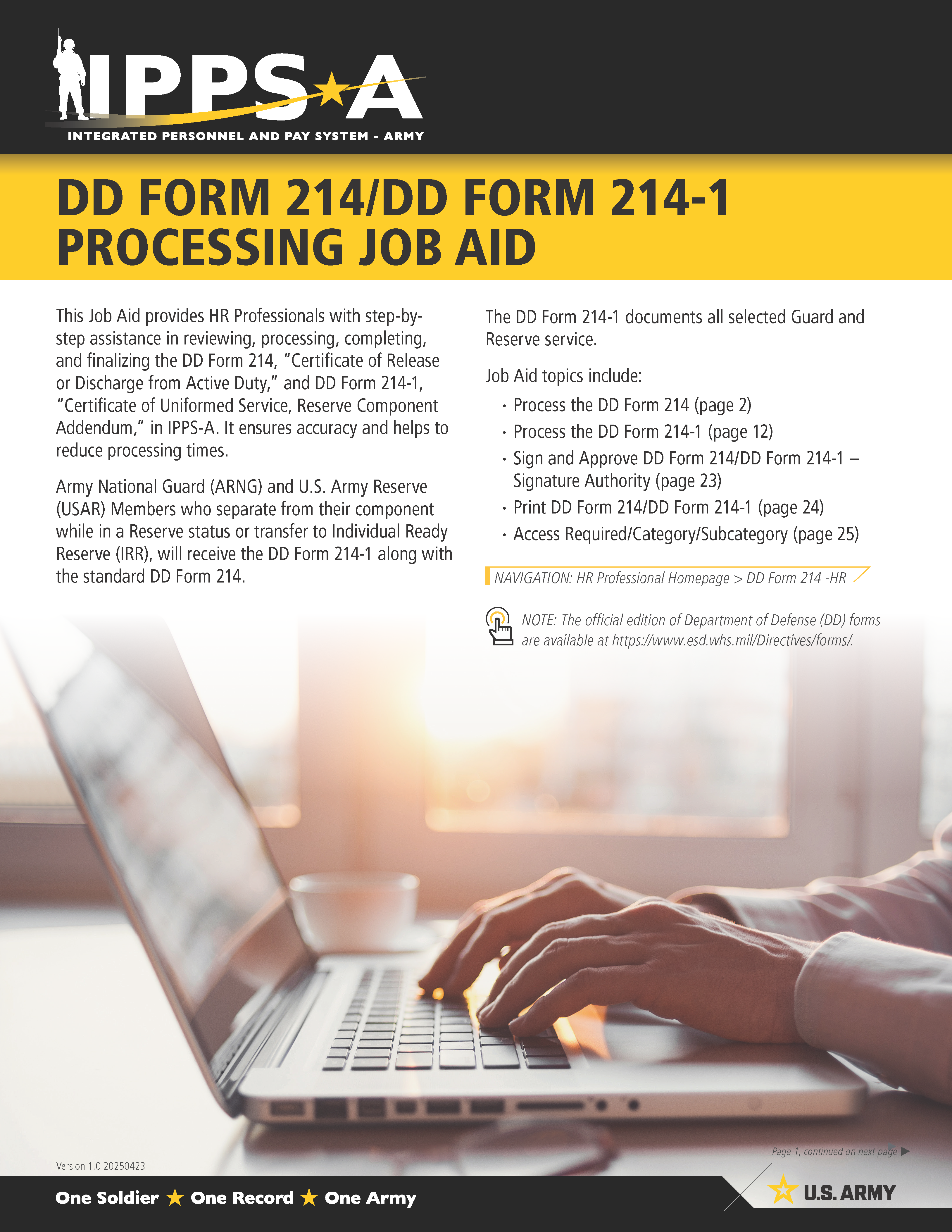 Link to DD Form 214/-1 HR Pro Processing Link to DD Form 214/-1 HR Pro Processing